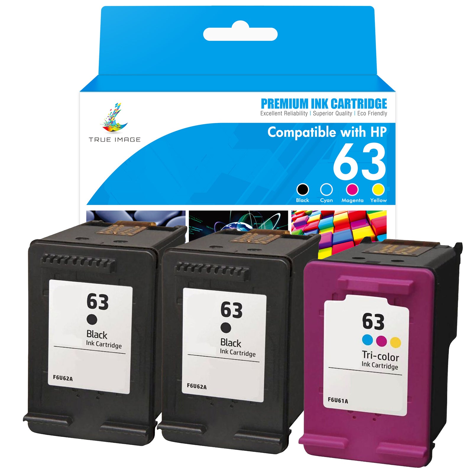 Compatible HP 63 Ink Cartridge Combo P