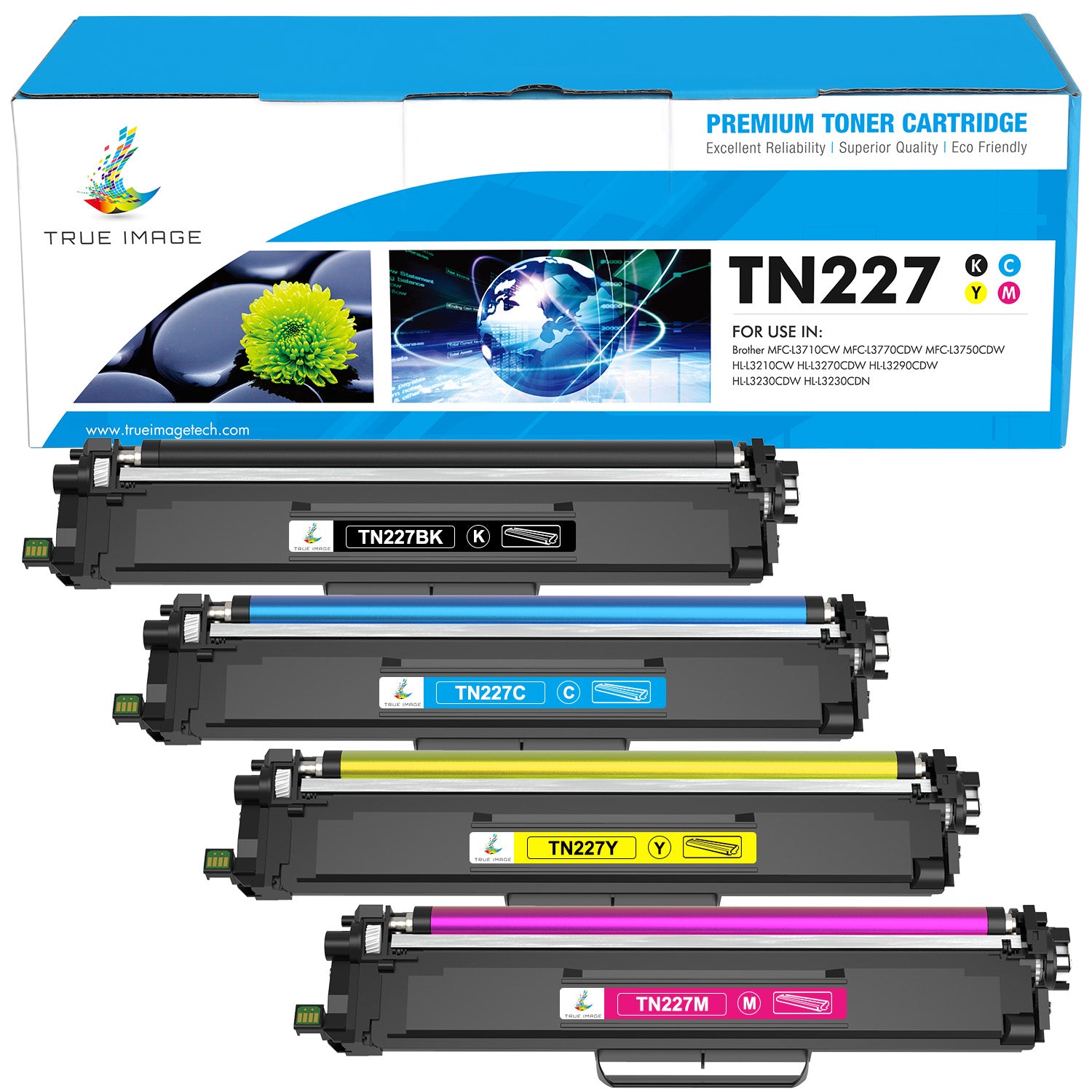 Brother TN227 Toner Set, Compatible TN227BK/C/M/Y 4-Pack