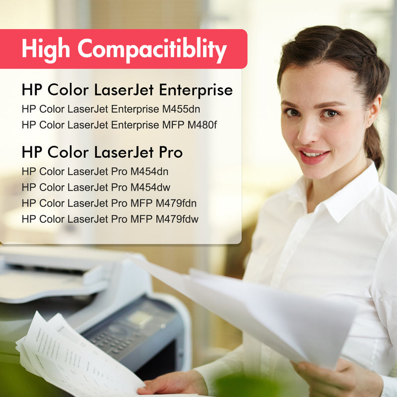 Compatible HP 414A Toner Cartridges, W2020A W2021A W2022A W2023A 4-Pack