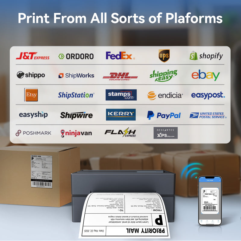 True Image TY813 Thermal Shipping Label Printer 4x6 - USB & Bluetooth Compatible