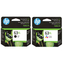 Original HP 63 63XL Ink Cartridges - Works with DeskJet 1112, 2130, 3630; Envy 4510, 4520; OfficeJet 3830, 4650, 5200