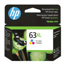Original HP 63 Tri-color Ink Cartridge - Works with DeskJet 1112, 2130, 3630; Envy 4510, 4520; OfficeJet 3830, 4650, 5200