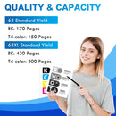 Original HP 63 63XL Ink Cartridges - Works with DeskJet 1112, 2130, 3630; Envy 4510, 4520; OfficeJet 3830, 4650, 5200