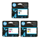 Original HP 910 Cyan/Magenta/Yellow Ink Cartridges - 3 Packs