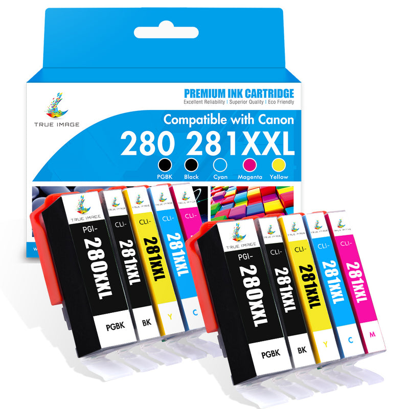 5-Pack Ink Cartridges For Canon PIXMA Printers - Compatible With PGI-280/CLI-281 XXL/XL Models