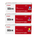 Original Canon 069 069H Yellow, Cyan, Magenta Toner Cartridges