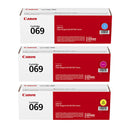 Original Canon 069 069H Yellow, Cyan, Magenta Toner Cartridges