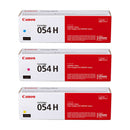 Original Canon 054H Yellow, Cyan, Magenta Toner Cartridges