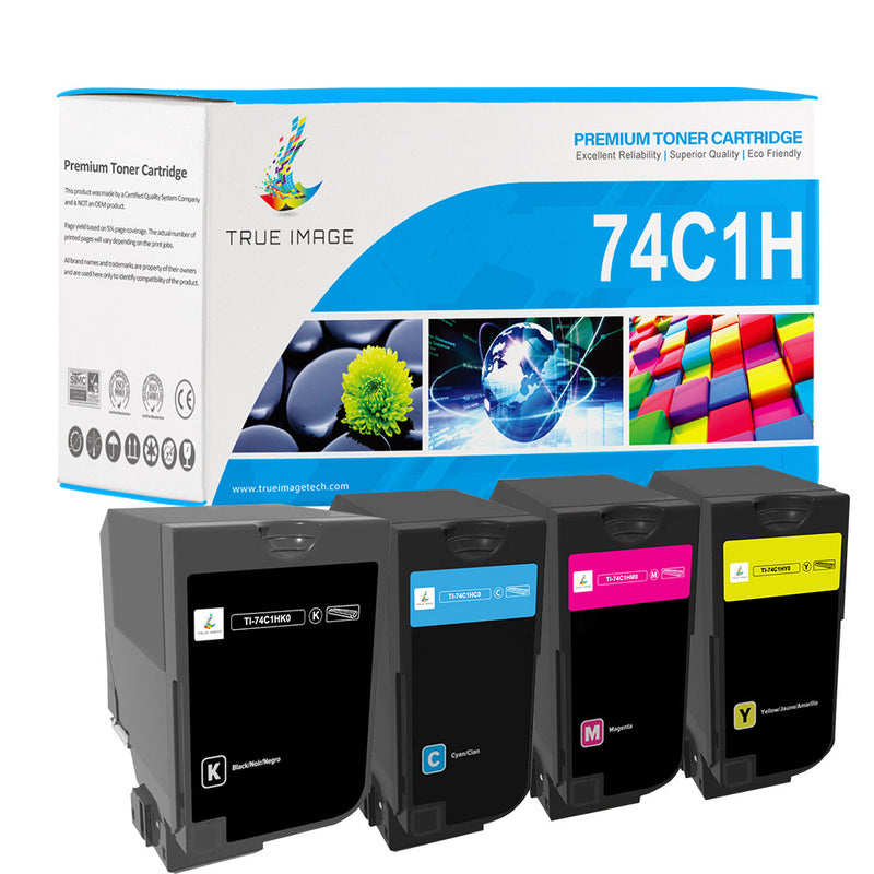 Lexmark 74C1H Toner Set - 74C1HC0, 74C1HK0, 74C1HM0, 74C1HY0, for CS720, CS725 - High Yield