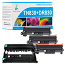 Brother DR830 Drum Unit & TN830 Black Toner Cartridge 4-Pack
