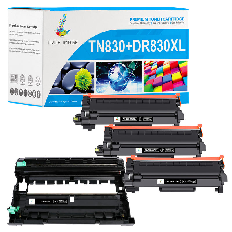 Brother DR830 Drum Unit & TN830XL Black Toner Cartridge 4-Pack