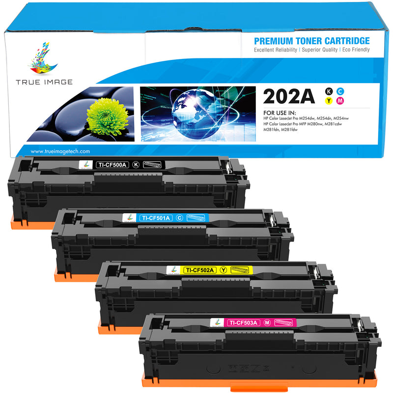HP 202A Toner Cartridges HP LaserJet 202A Replacements CF500A CF501A CF502A CF503A 4-Pack